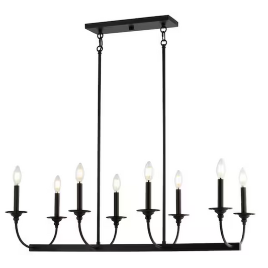 Durham 8-Light Matte Black Linear Chandelier