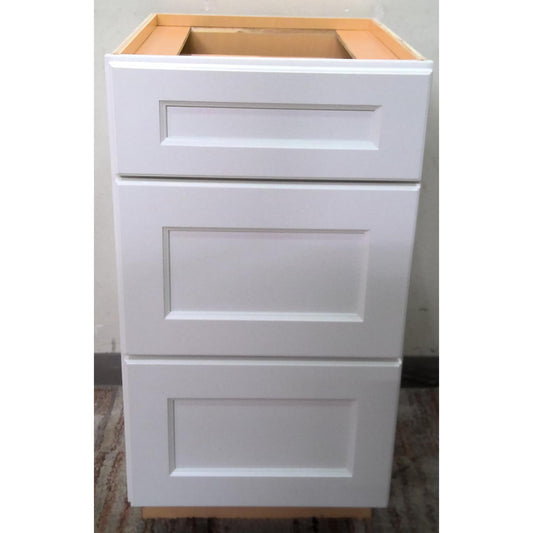 18" White 3 Drawer Base Cabinet