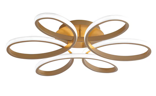 22.8-in Gold LED Semi-flush Mount Light with Acrylic Shade