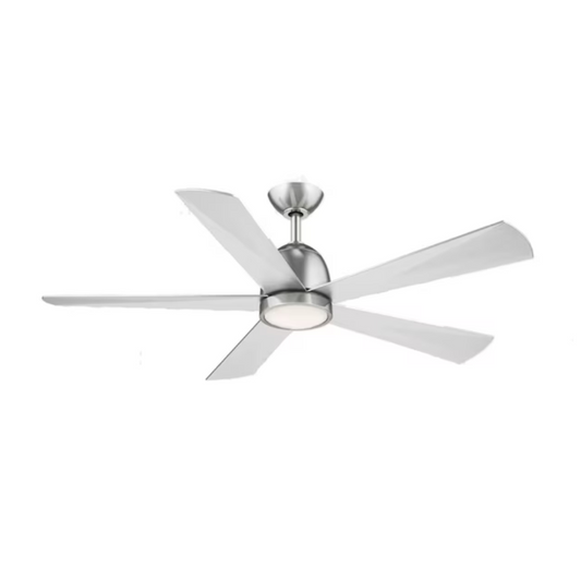 52-in Brushed Nickel with Silver Blades Ceiling Fan With LED Light