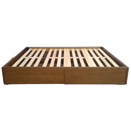Queen Platform Storage Bed - Smoked Oak