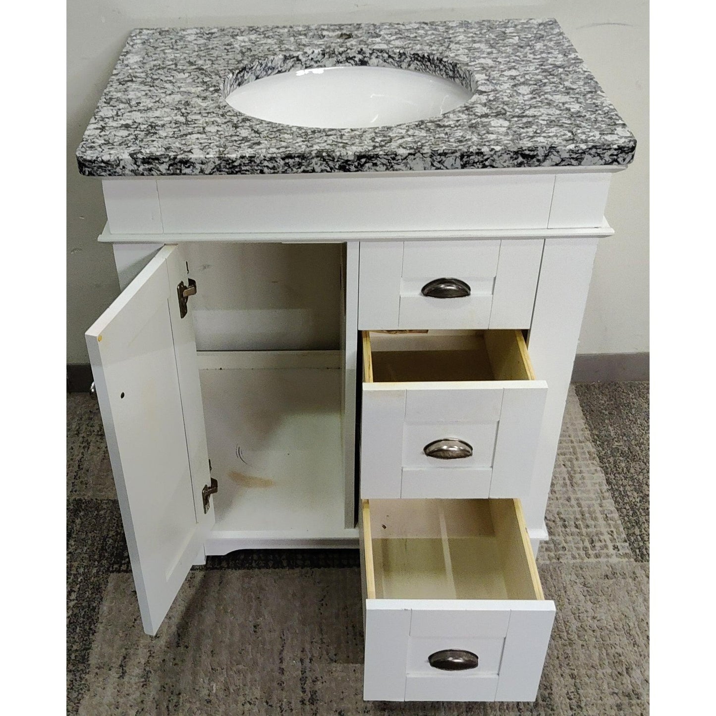 31" White Vanity with Granite Top