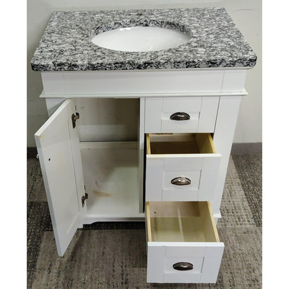 31" White Vanity with Granite Top