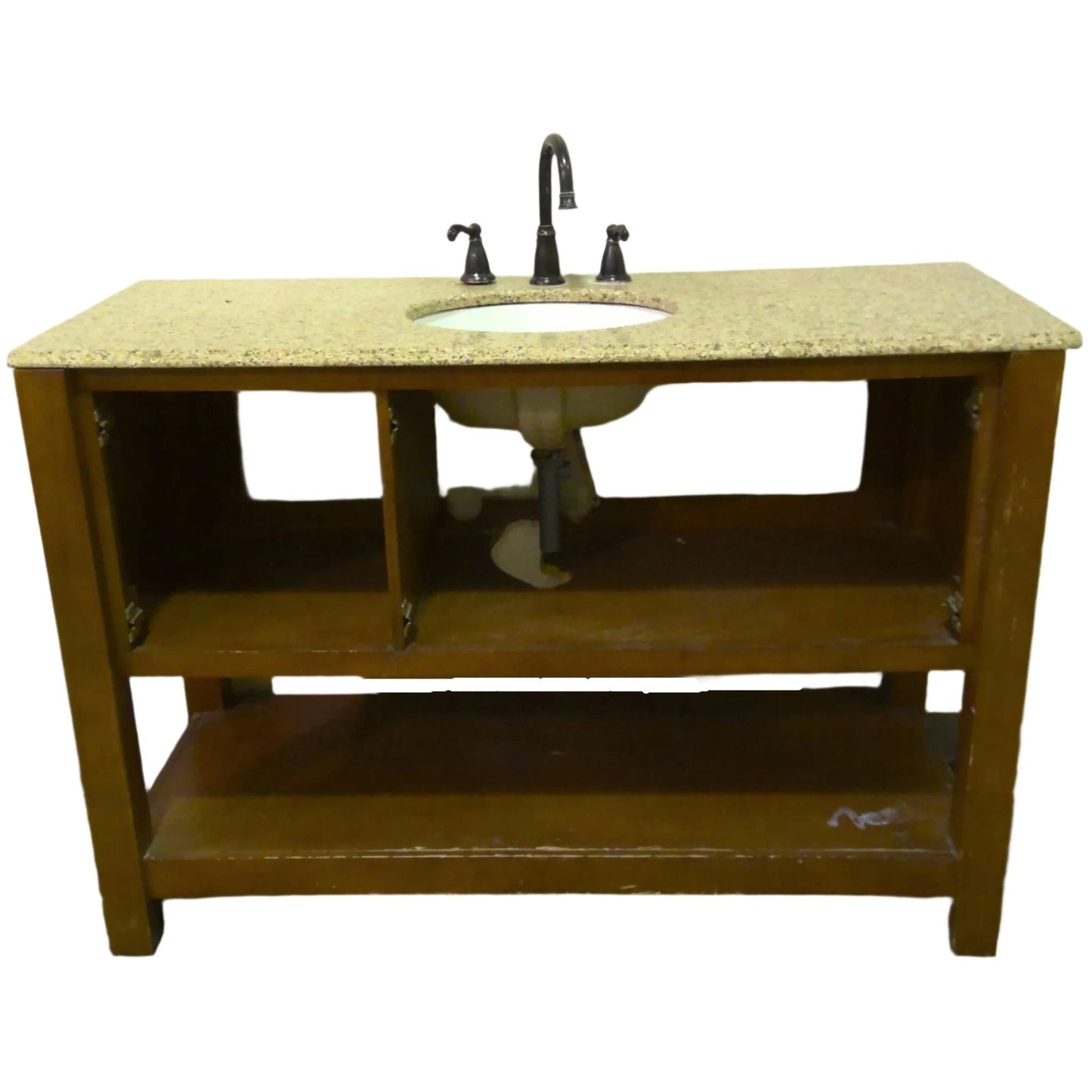 Vanity with Gold Faux Granite Countertop