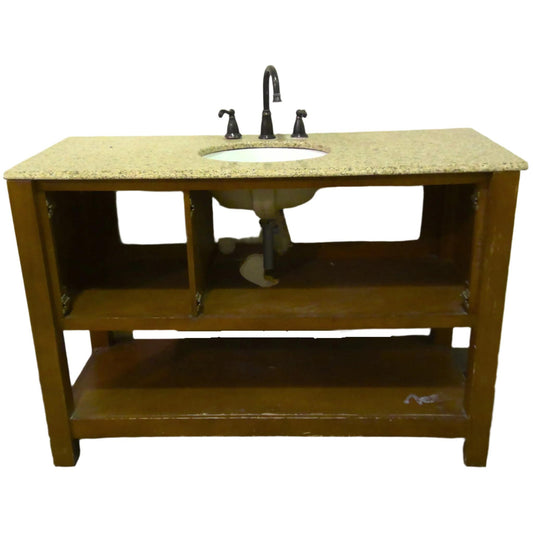 Vanity with Gold Granite Countertop