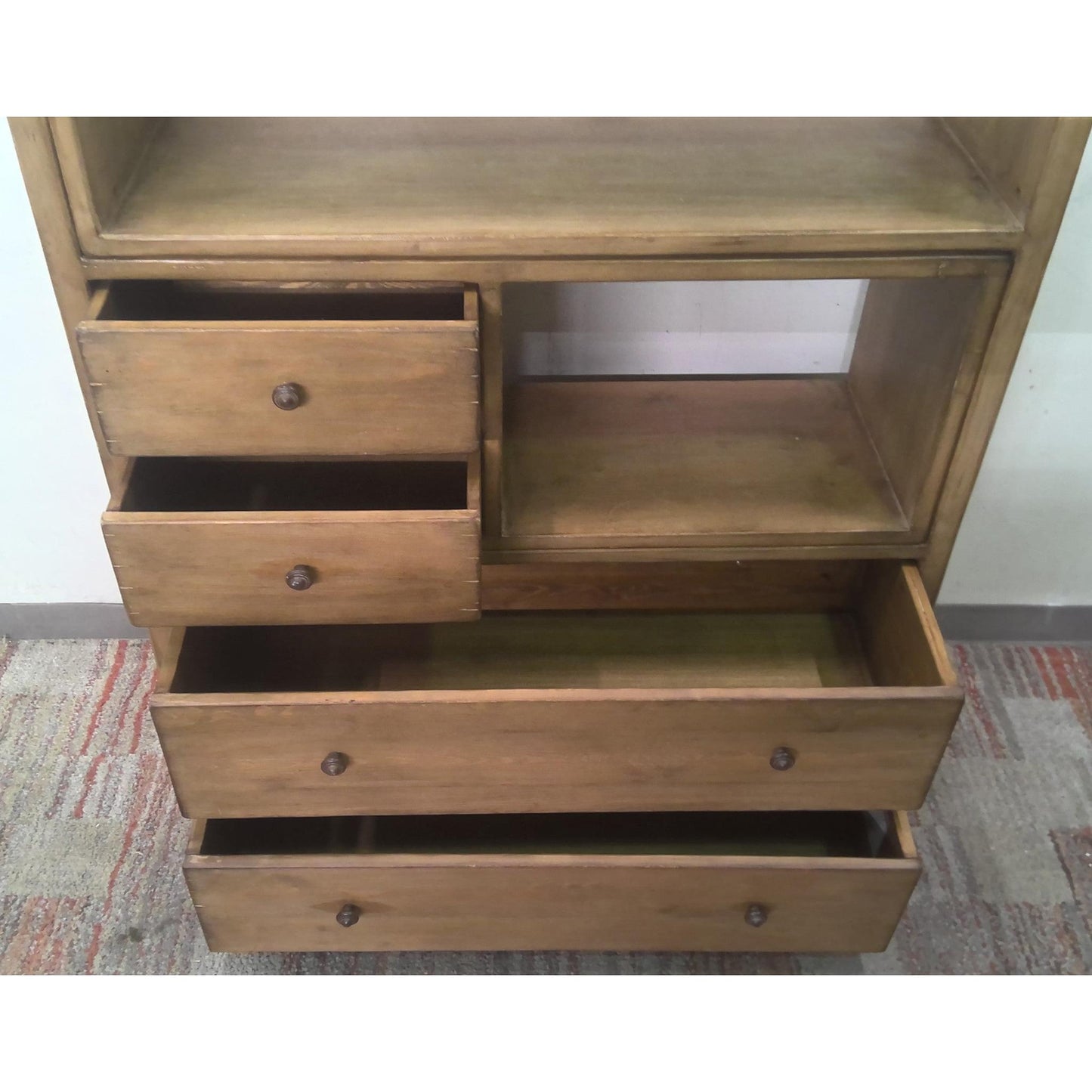 Adjustable Zhou Natural Bookcase with Double-Sided Drawers