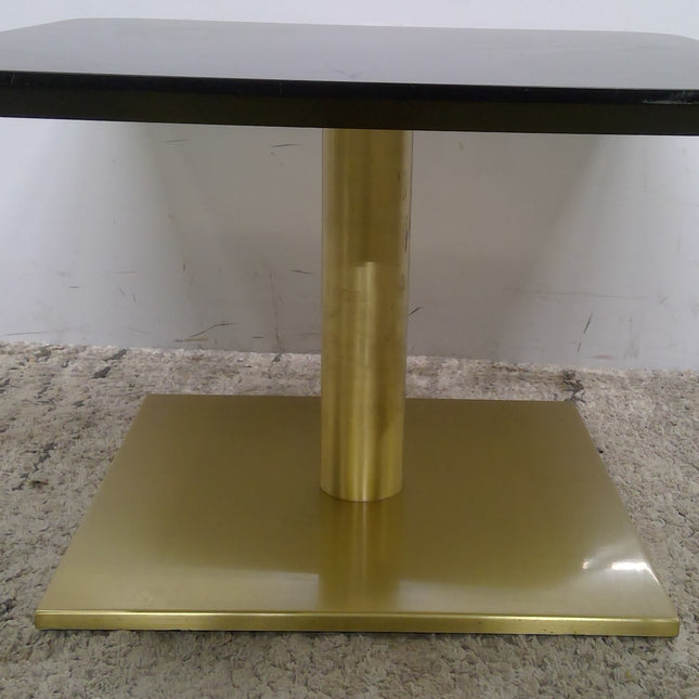 24" Square Coffee Table with Black Top and Gold Metal Base