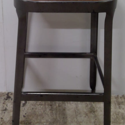 Metal Stool with Brown Seat