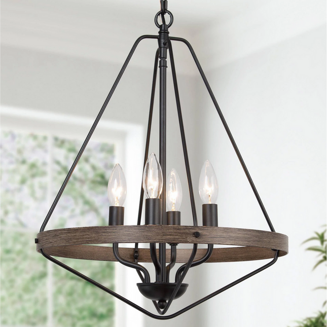 4-Light Small Black Chandelier