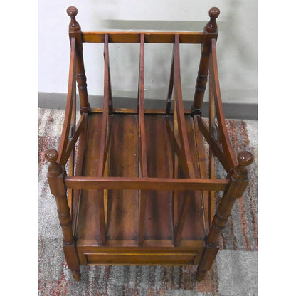 Vintage Wood Magazine Stand with Drawer