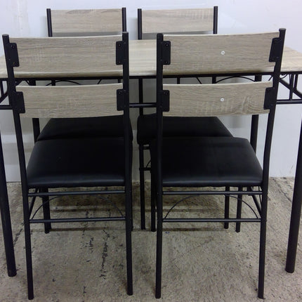 5 Piece Dining Table Set for 4 with Upholstered High Back Chairs - Gray