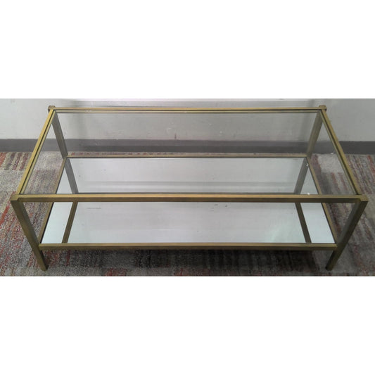 Glass-Top Coffee Table with Mirror