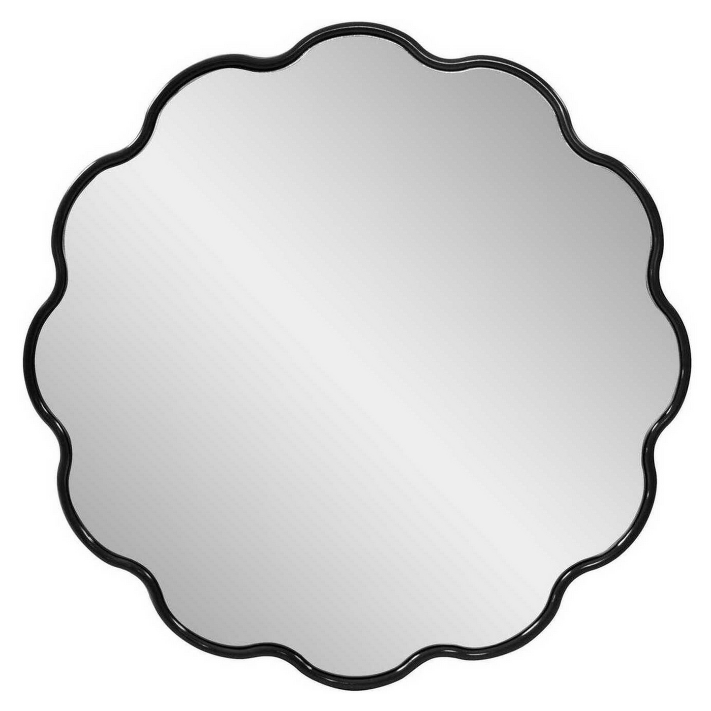 Glossy Charcoal Kushi Round Wall Mirror
