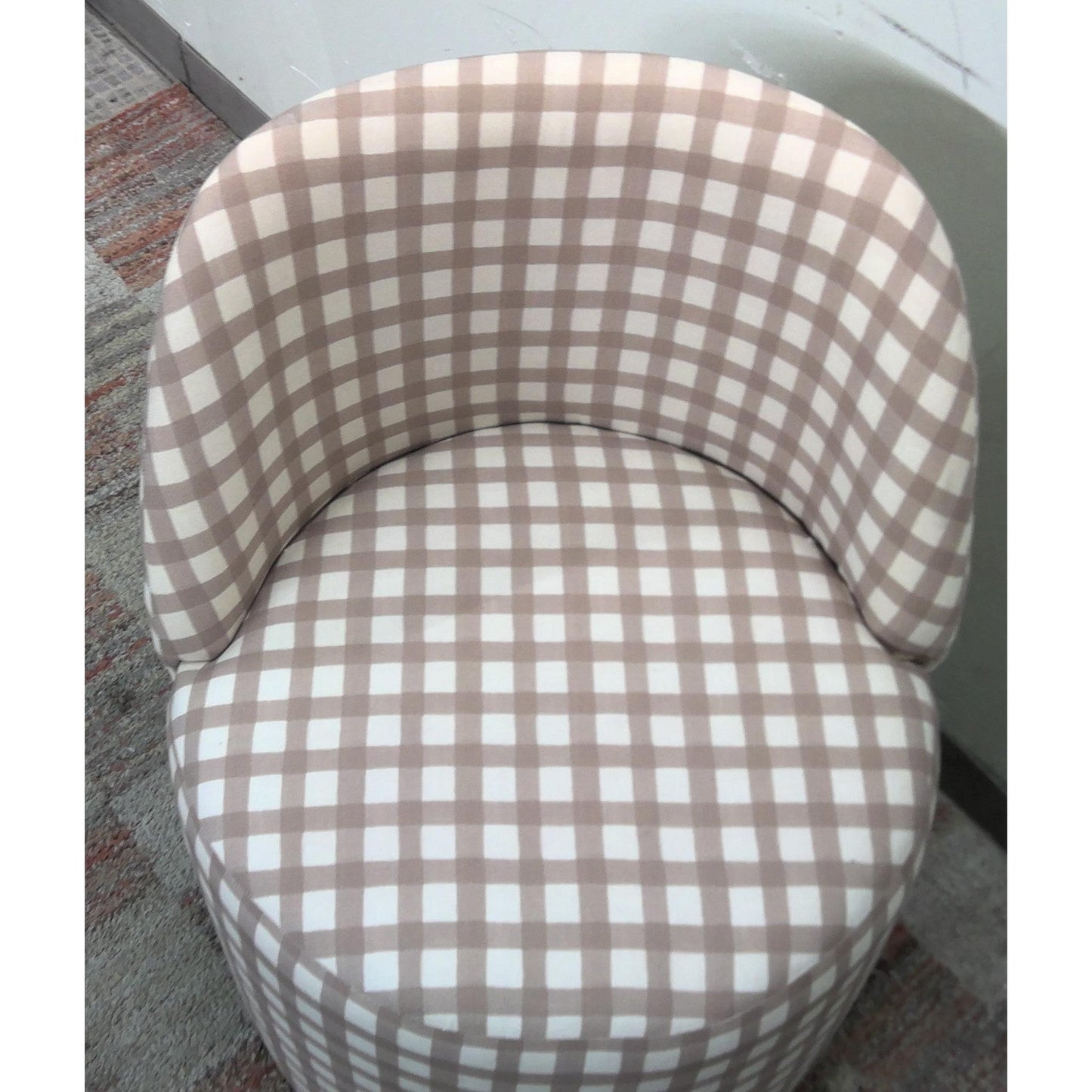 Plaid Swivel Barrel Chair