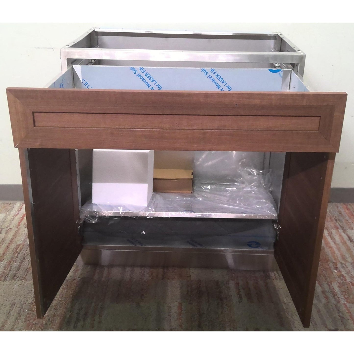 32" Steel Outdoor Kitchen Cabinet with Louvred Doors