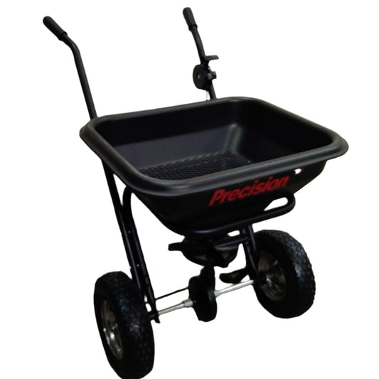 Precision 100 Lb. Capacity Broadcast Spreader with Cover, front left