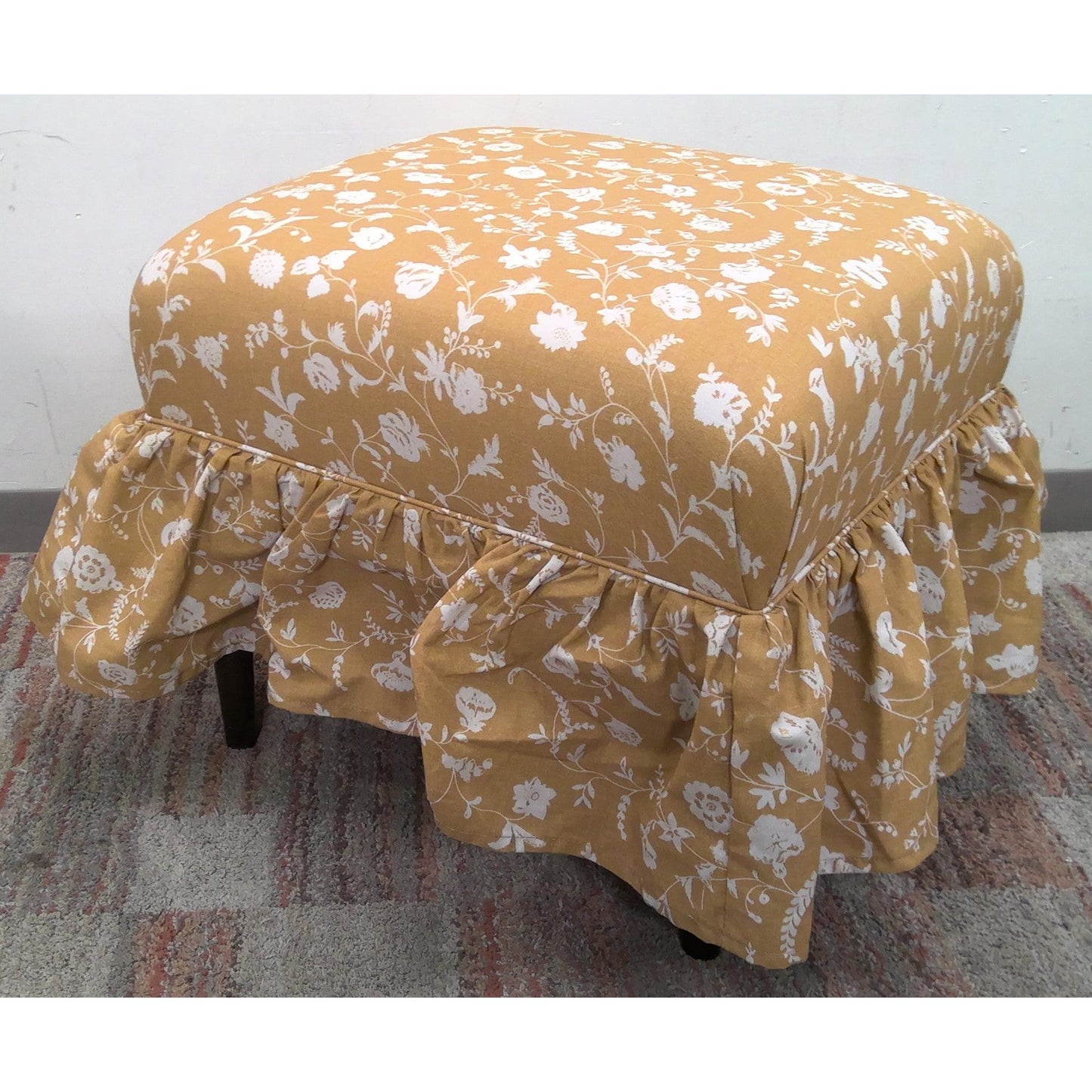 Floral Ruffle Skirt Ottoman
