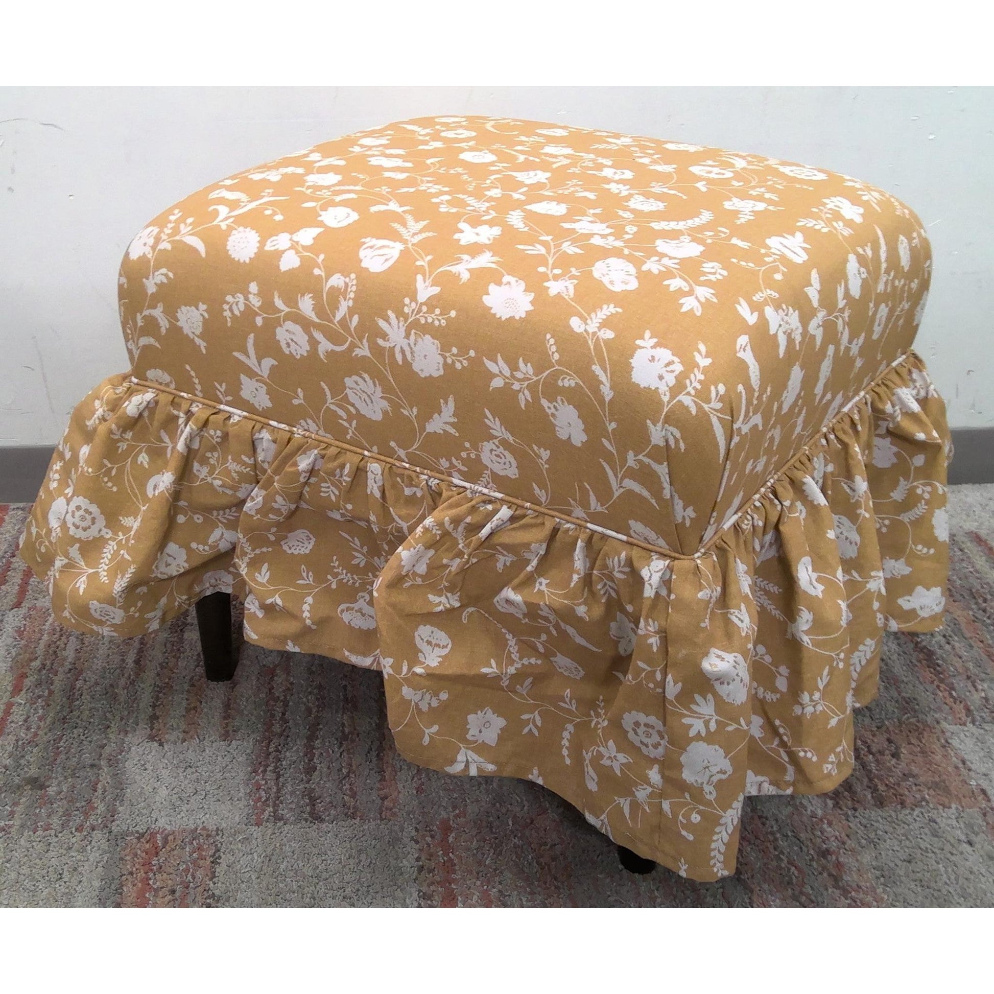 Floral Ruffle Skirt Ottoman