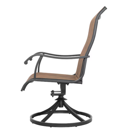 Black Iron Frame Swivel Patio Dining Chair with Brown Seat (Added 08/13/2026)