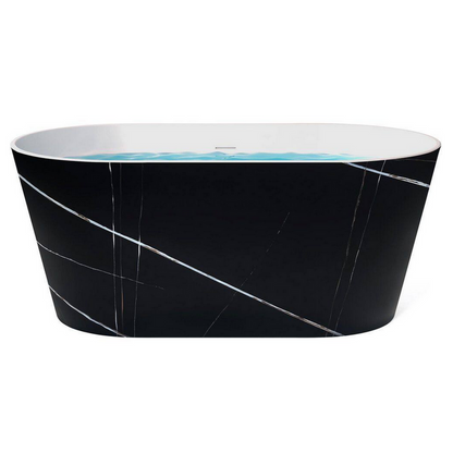53.9 in. Fiberglass Double Ended Flat-bottom Bathtub in Black Pattern