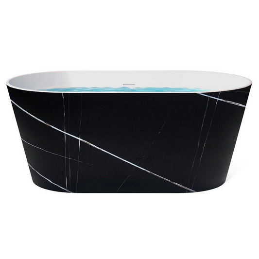 53.9 in. Fiberglass Double Ended Flat-bottom Bathtub in Black Pattern