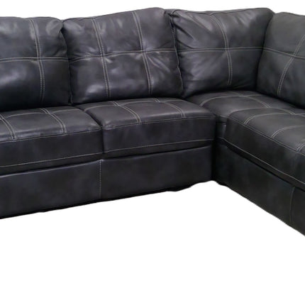 2-Piece L-Shaped Gray Faux Leather Sectional Sofa