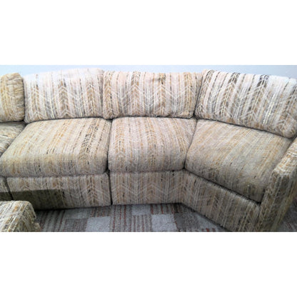96" Tan Sectional Sofa with Ottoman