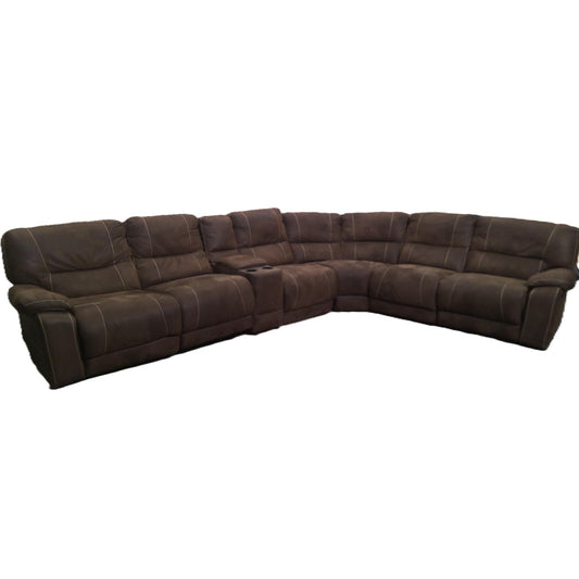 Brown 7-Piece Dual Recliner Sectional, front