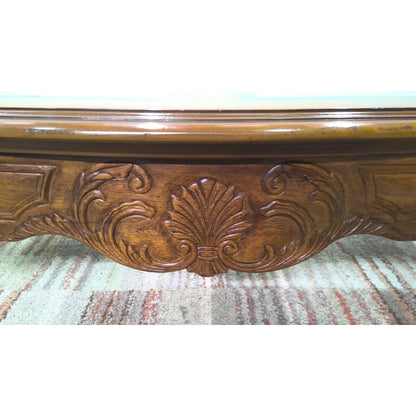 50" Ornate Glass Top Coffee Table