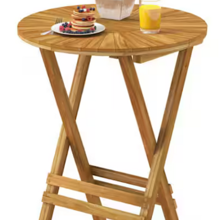 23.5 in. W Round Folding Teak Side Table