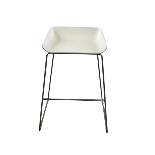 White Backless Barstool