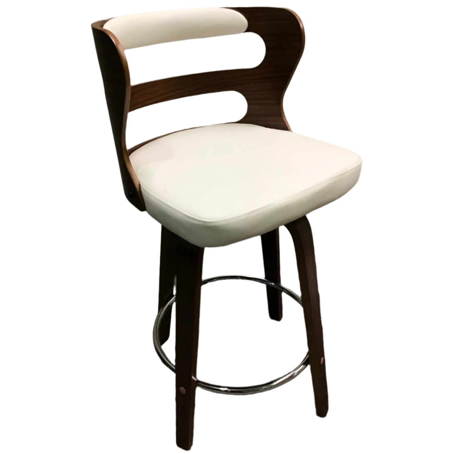 Faux Leather and Walnut Counter-Height Barstool