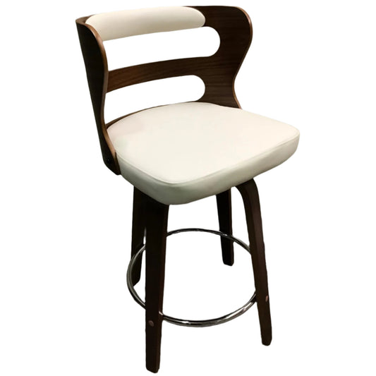 Faux Leather and Walnut Counter-Height Barstool