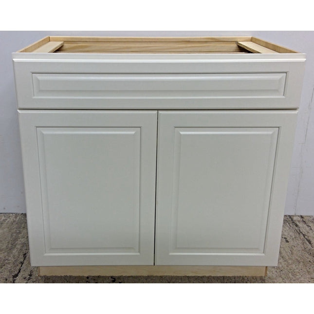 36" White 2-Drawer Plywood Base Cabinet