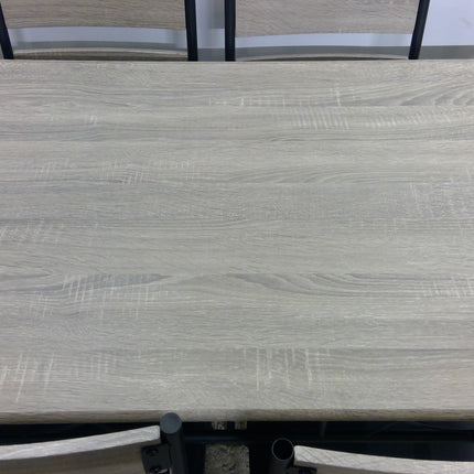 5 Piece Dining Table Set for 4 with Upholstered High Back Chairs - Gray