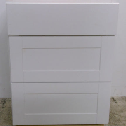 24" White 3-Drawer Base Cabinet