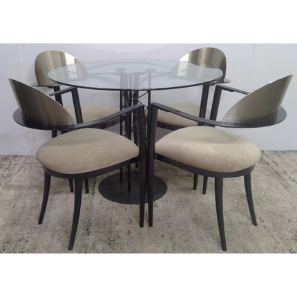 Round Glass Top Table with 4 Chairs