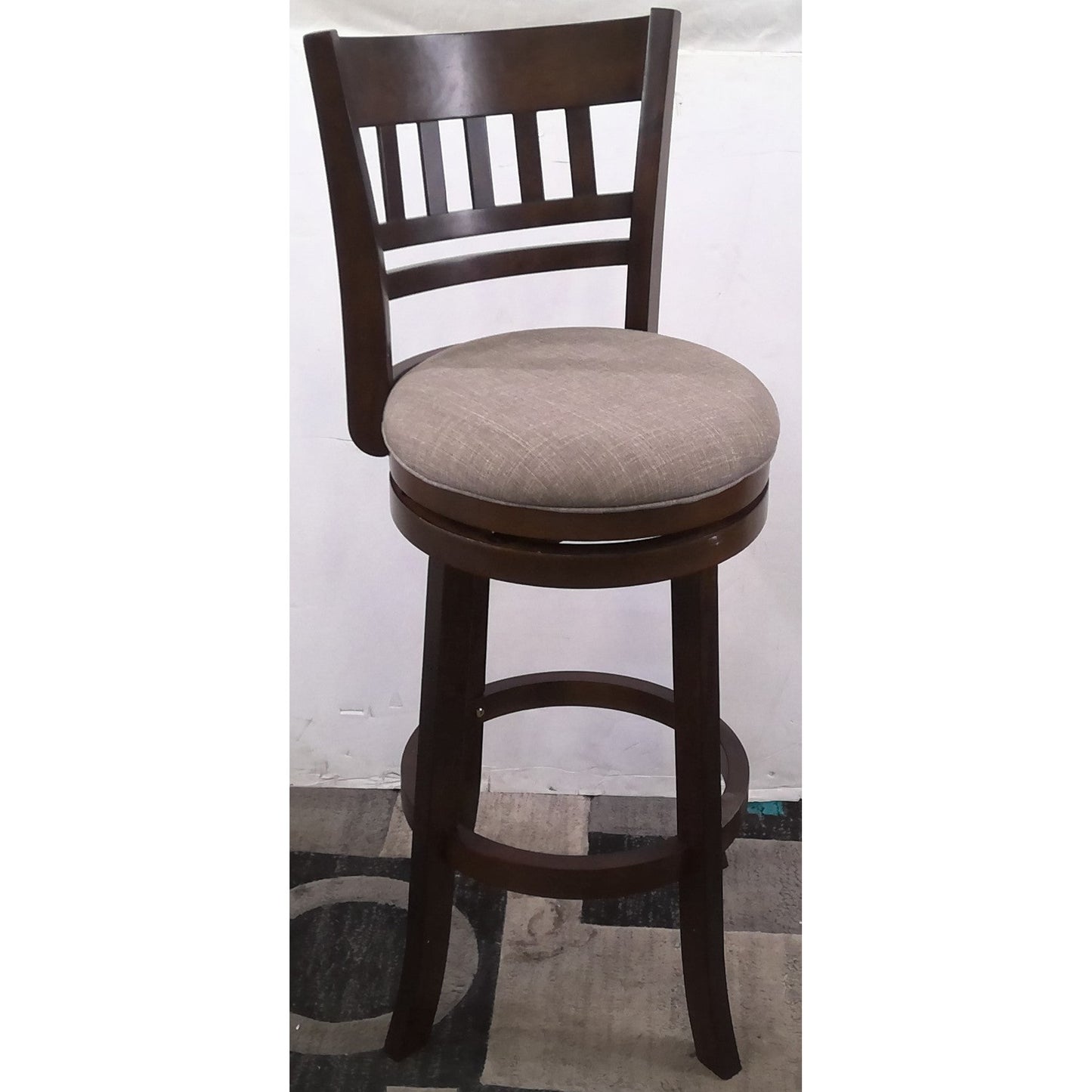 Brown Barstool with Gray Seat