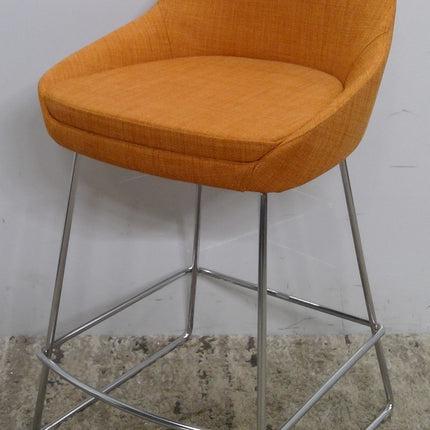 Orange Upholstered Counter Stool with Chrome Legs