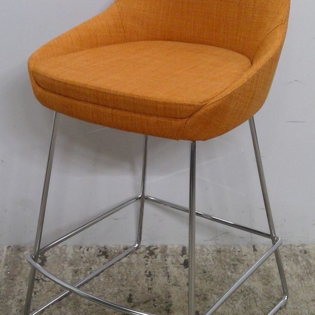 Orange Upholstered Counter Stool with Chrome Legs