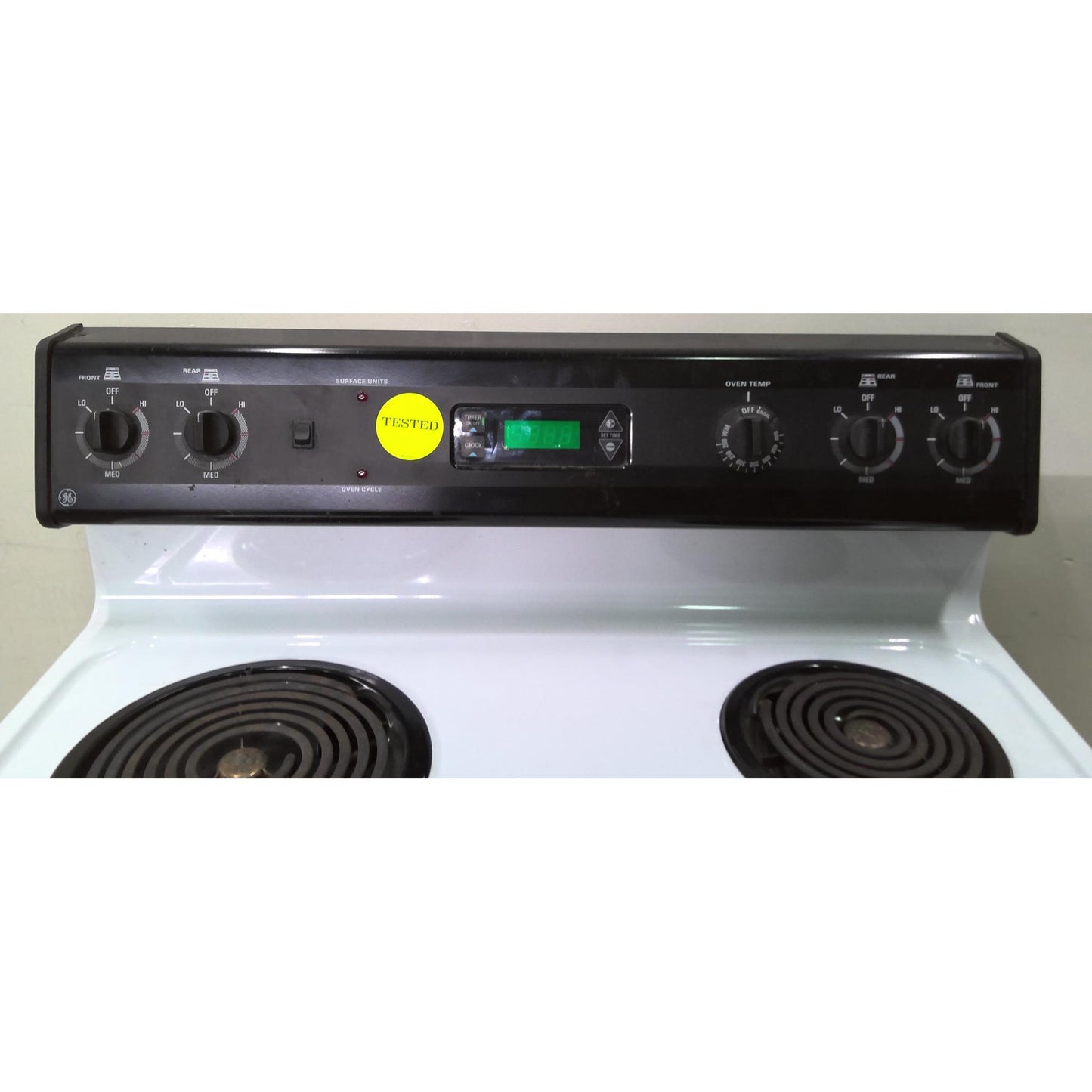 GE White and Black Electric Stove