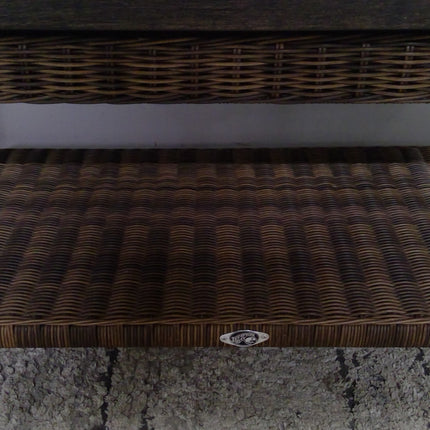 40" Outdoor Wicker Coffee Table with Metal Top