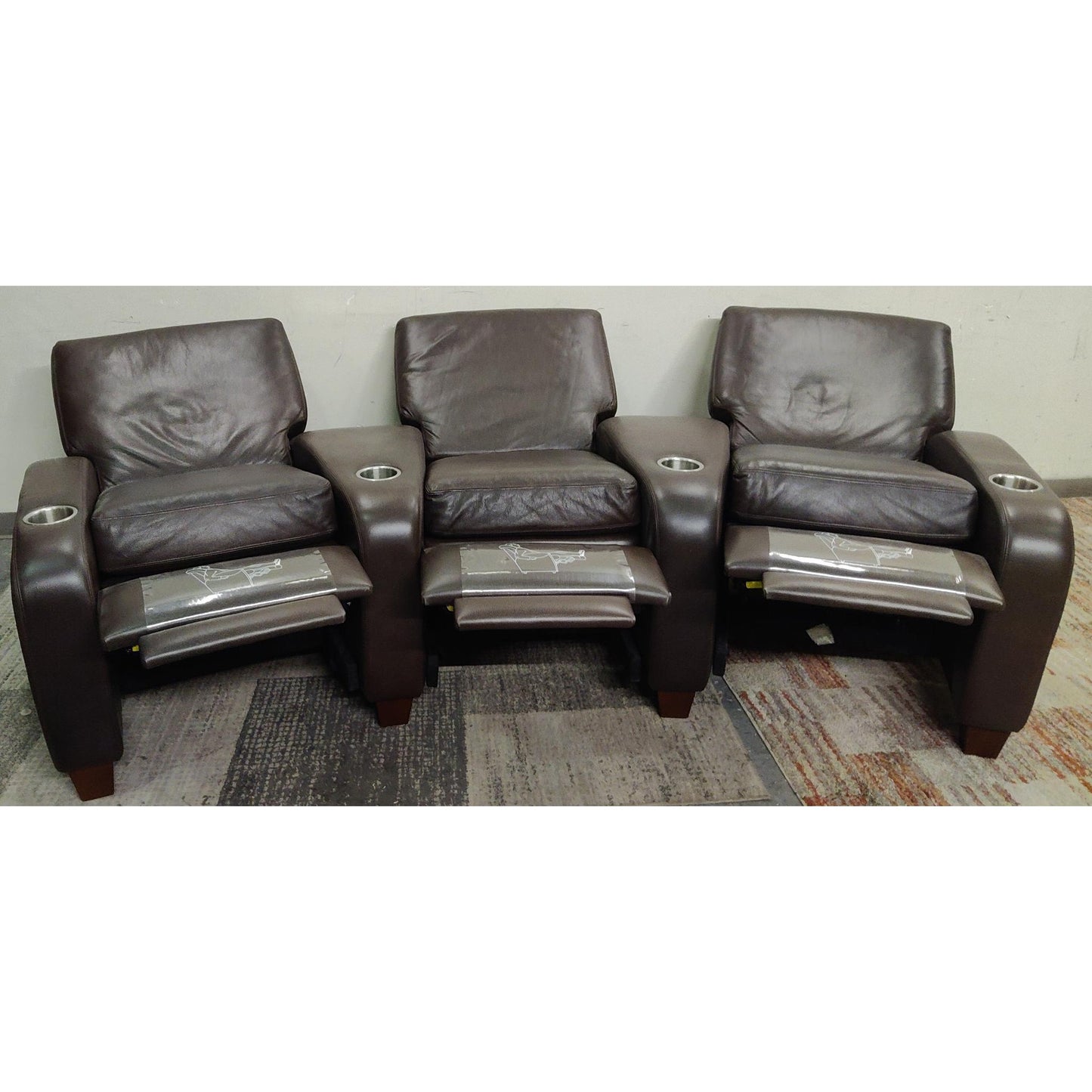 108" Brown Recliner Sofa with Cupholders