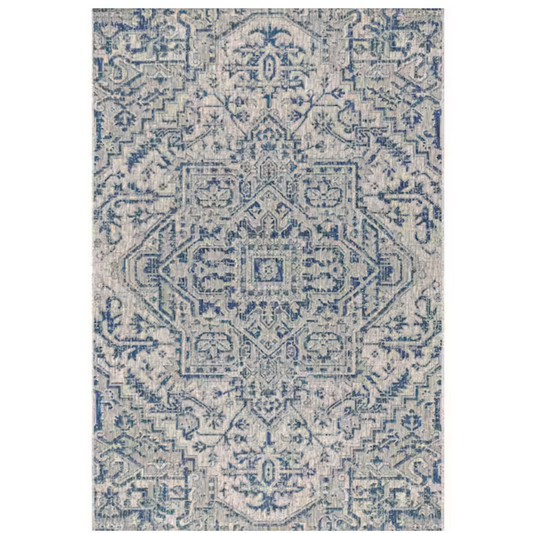 7' x 9' Boho Navy Medallion Rug, front