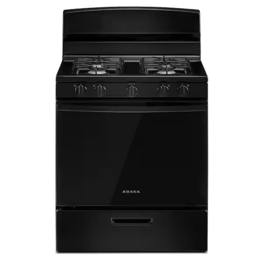 30 in. 4 Burners Freestanding Amana Gas Range in Black