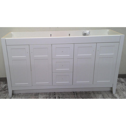 60" White Double Sink Vanity Cabinet
