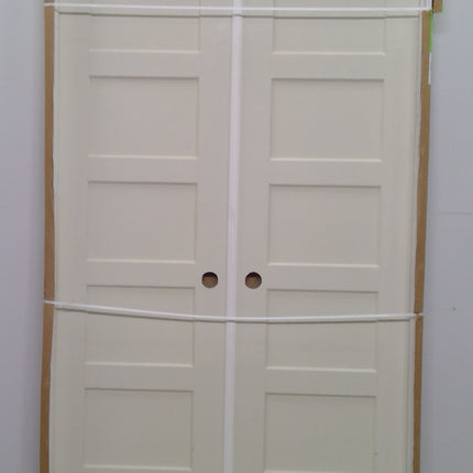 Prehung White Double Entry Doors 47x80 5 Panel Hollow Core