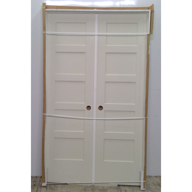 Prehung White Double Entry Doors 47x80 5 Panel Hollow Core