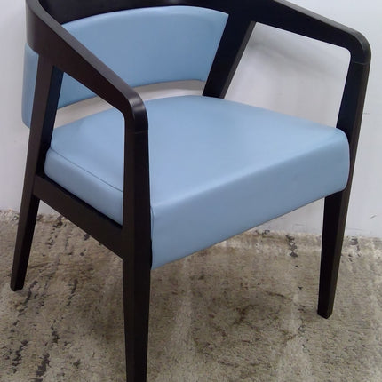 Wood Armchair with Blue Cushions