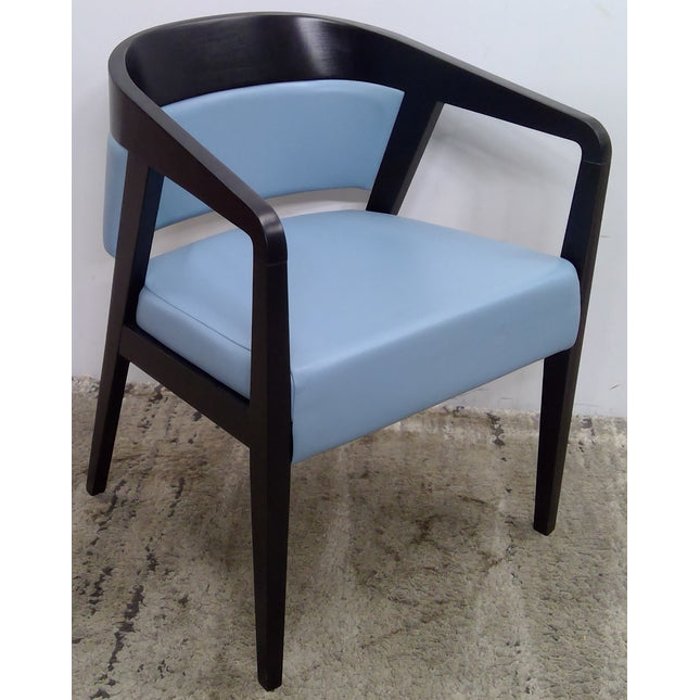 Wood Armchair with Blue Cushions
